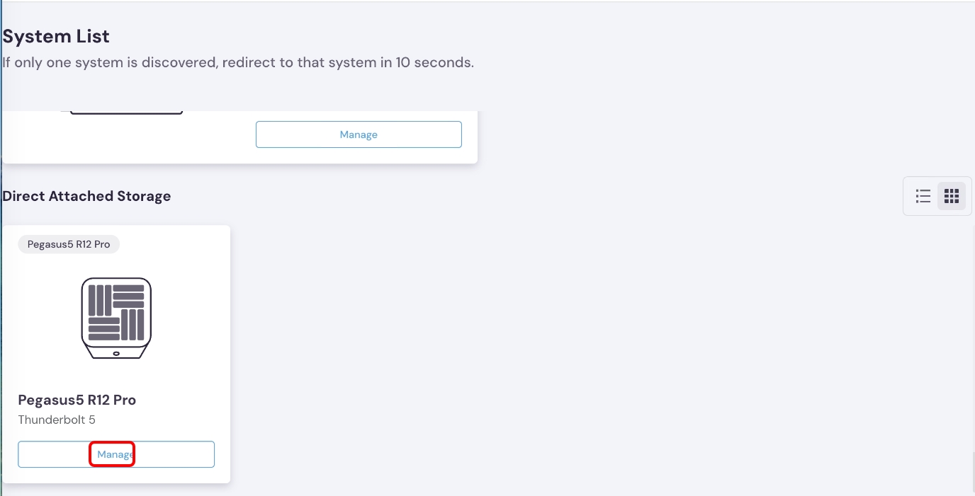 Manage tab