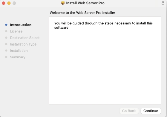 Installer Welcome screen