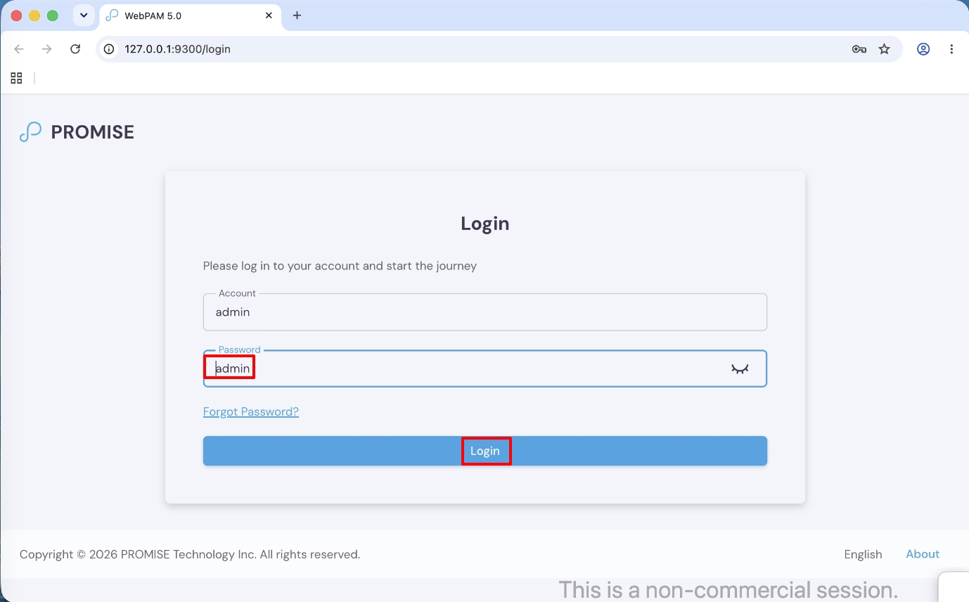 WebPAM 5.0 login